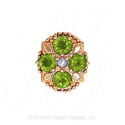 GS526 PL/PD - 14 Karat Gold Slide with Pearl center and Peridot accents 